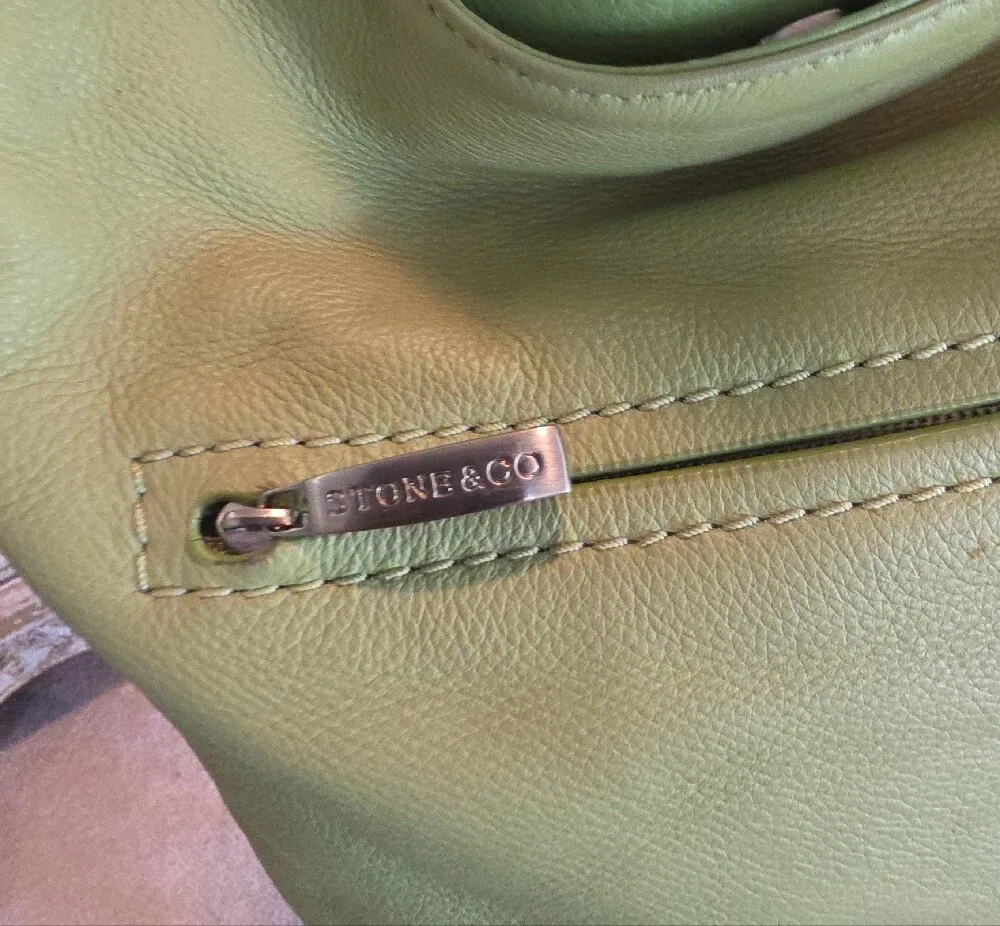 Stone & Co. Light Green Leather Shoulder Bag